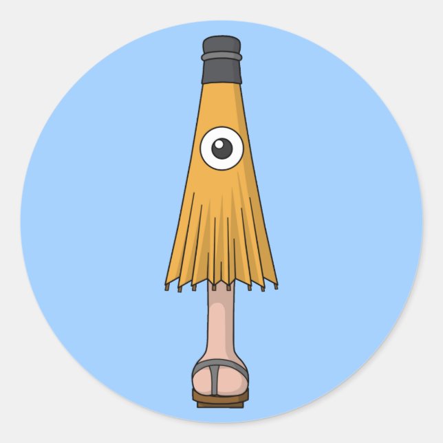 Pegatina Redonda Karakasa-obake (Fantasma de los paraguas) (Anverso)