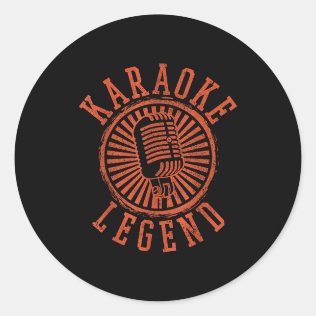 Pegatina Redonda Karaoke Legend - Singing Microphone Party Singer G (Anverso)