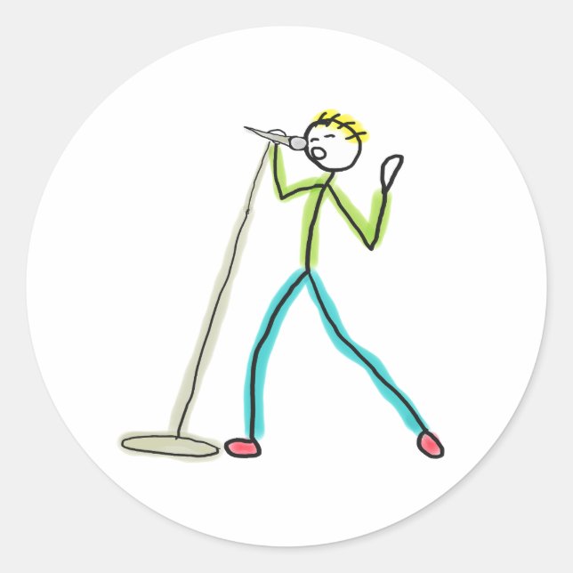Pegatina Redonda Karaoke Singing Stickman (Anverso)