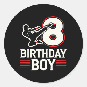 Pegatina Redonda Karate 8 Birthday Boy