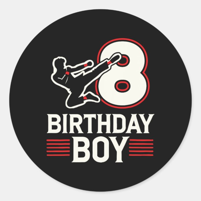 Pegatina Redonda Karate 8 Birthday Boy (Anverso)