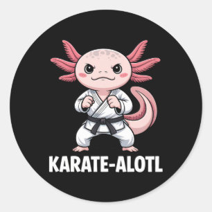 Pegatina Redonda Karate-alotl Axolotl Karate Lover Artes Marciales