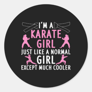 Pegatina Redonda Karate Art Para Chicas Mujeres Karate Black Belt M