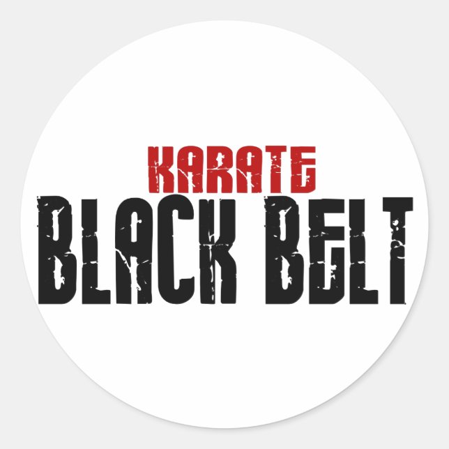 Pegatina Redonda Karate Black Belt Karate (Anverso)