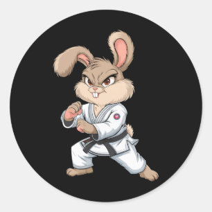 Pegatina Redonda Karate Bunny Conejo De Artes Marciales Funny Para 