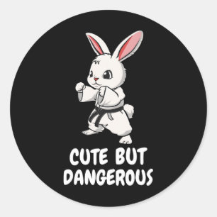 Pegatina Redonda Karate Bunny Cute Pero Peligrosas Artes Marciales 