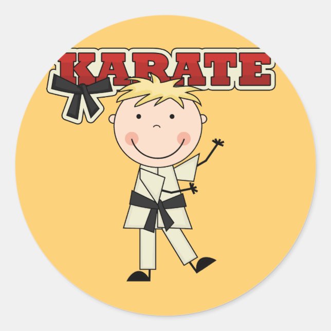 Pegatina Redonda KARATE - Camisetas y regalos para niños rubios (Anverso)