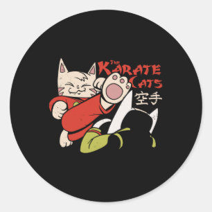 Pegatina Redonda Karate Cat Para Hombres Mujeres Niños