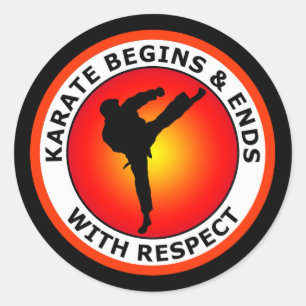 PEGATINA REDONDA KARATE COMIENZA Y TERMINA CON RESPETO