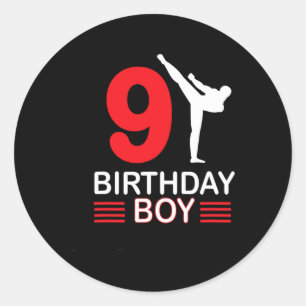 Pegatina Redonda Karate Cumpleaños Tee Boy Gira a los niños Taekwon
