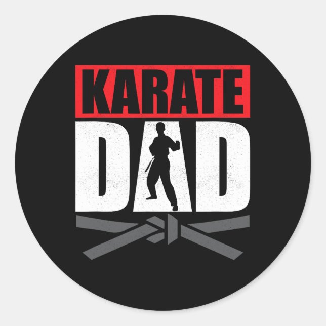 Pegatina Redonda Karate Dad Karateka Self Defence Fighter  (Anverso)