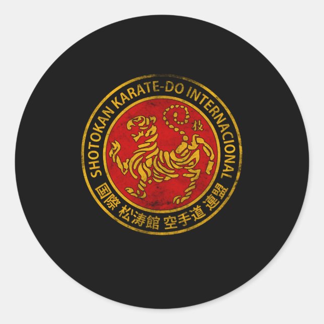 Pegatina Redonda Karate de Shotokan Do Kanji Mma Militar de Japón (Anverso)