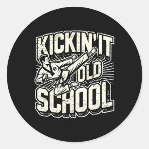 Pegatina Redonda Karate de Vieja Escuela de Artes Marciales 
