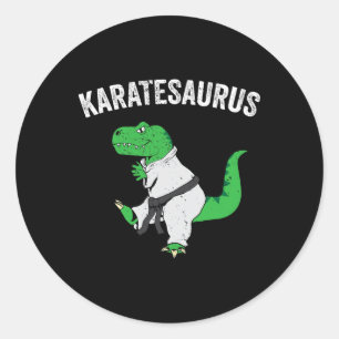 Pegatina Redonda Karate divertido T Rex Dinosaurio Lindo Dino Artes