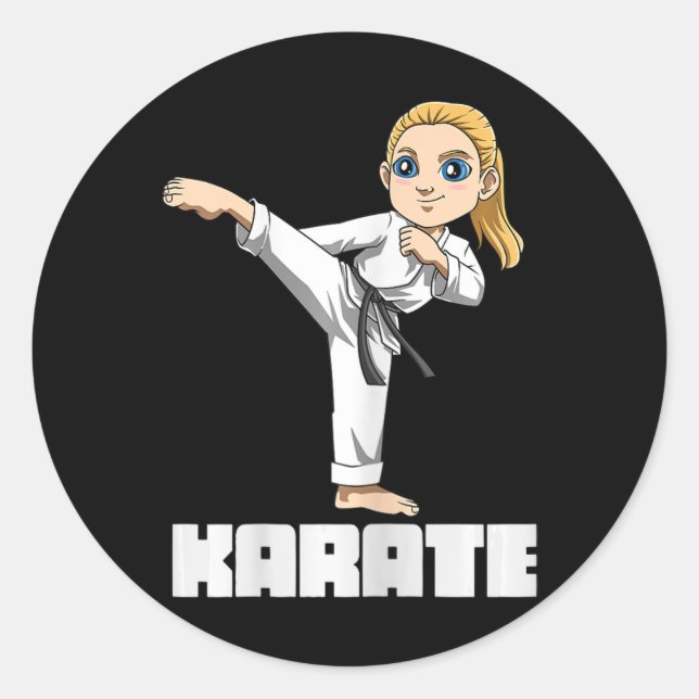 Pegatina Redonda Karate Girl - Japanese Martial Arts Kid  (Anverso)