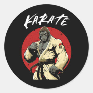 Pegatina Redonda Karate Gorilla Karateka