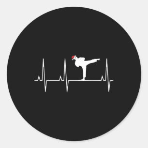 Pegatina Redonda Karate Heart Beat Navidades Pajama Martial Arts Mm