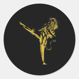 Pegatina Redonda Karate japonés - Luchador de leones