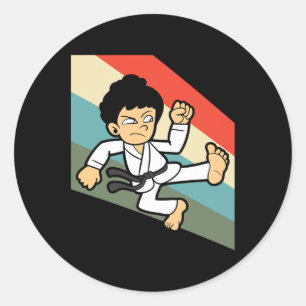 Pegatina Redonda Karate Judo Jujutsu Taekwondo Kickboxing Kickboxer
