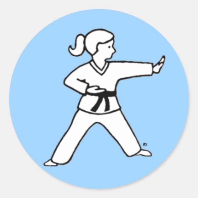 Pegatina Redonda Karate Kid 4 pegatinas azul claro (Anverso)
