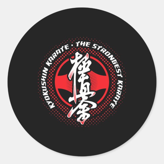 Pegatina Redonda Karate Kyokushin Más Fuerte  (Anverso)