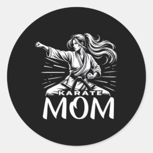 Pegatina Redonda Karate Mom Martial Arts Madre Familia Boning