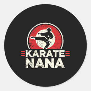 Pegatina Redonda Karate Nana Retro Kick Silhouette