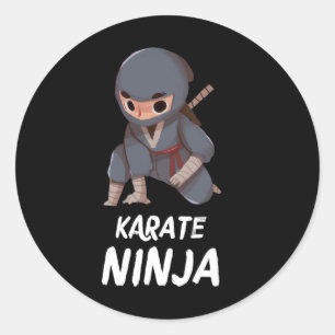 Pegatina Redonda Karate Ninja Boy divertida artes marciales deporte