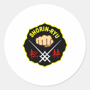 Pegatina Redonda Karate Shorin Ryu Estilo Matsubayashi Kanji Frente