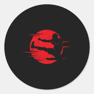Pegatina Redonda Karate Sombra Judo Artes Marciales Japón Kung Fu T
