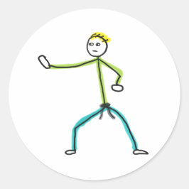 Pegatina Redonda Karate Stickman