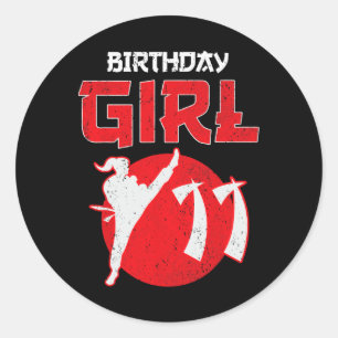 Pegatina Redonda Karate Taekwondo: arte marcial de cumpleaños de 11