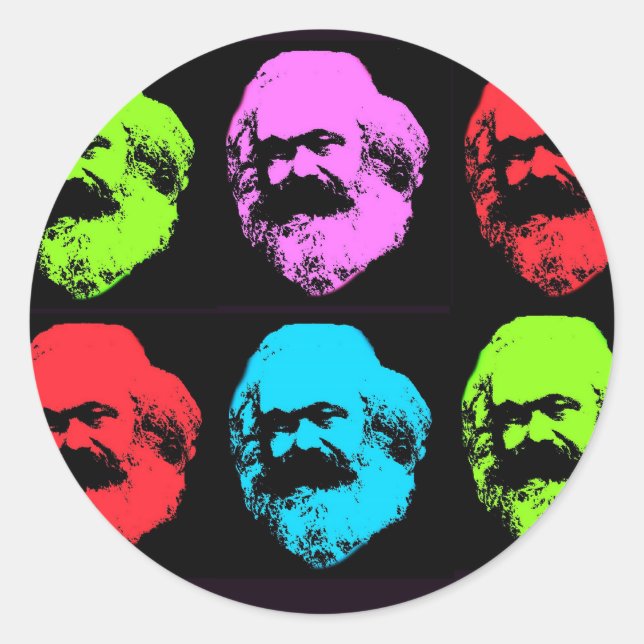 Pegatina Redonda Karl Marx Collage (Anverso)