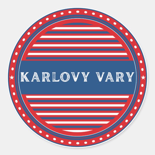 Pegatina Redonda Karlovy Vary City Pride Emblem – Czech Identity (Anverso)