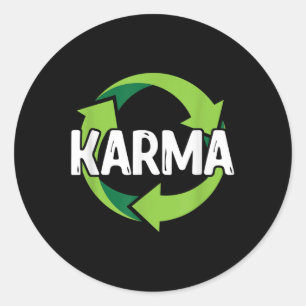 Pegatina Redonda Karma Destiny Meditation Reciclaje ambiental P