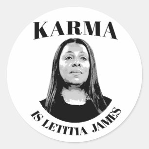 Pegatina Redonda Karma es Letitia James