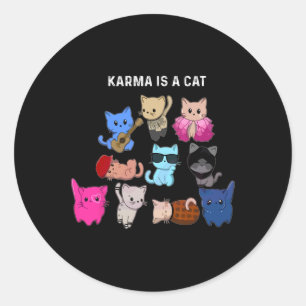 Pegatina Redonda Karma Es Un Gato Gato Gracioso Gato Amante