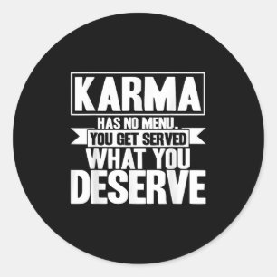 Pegatina Redonda Karma Karma No Tiene Menú Inspirador Que Diga