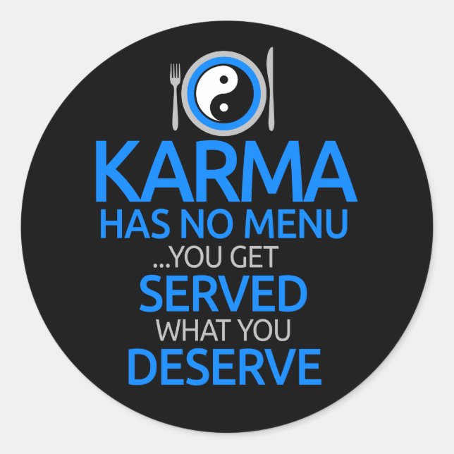 Pegatina Redonda Karma No Tiene Menú... Gráfico de Yin Yang (Anverso)