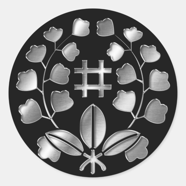 Pegatina Redonda Katakura Clan Kamon Silver Chrome (Anverso)