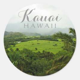 Pegatina Redonda Kauai, paisaje de Hawai
