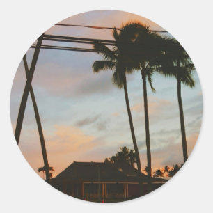 Pegatina Redonda Kauai Palms