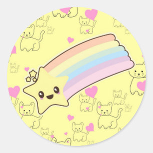 Pegatina Redonda Kawaii