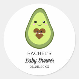 Pegatina Redonda kawaii aguacate fiesta de la ducha de bebé embaraz