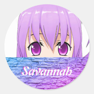 Pegatina Redonda Kawaii Anime Chica lindo nombre rosa dulce