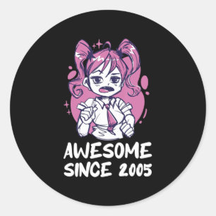 Pegatina Redonda Kawaii Anime Merch, Chica de cumpleaños de edad