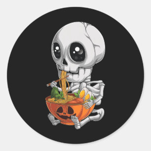 Pegatina Redonda Kawaii Anime Skeleton Halloween Ramen Foo
