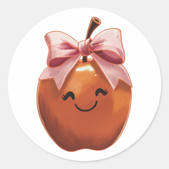 Pegatina Redonda Kawaii apple gift (Anverso)