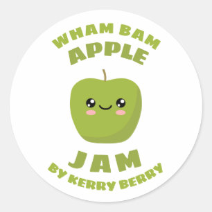 Pegatina Redonda Kawaii Apple Jam