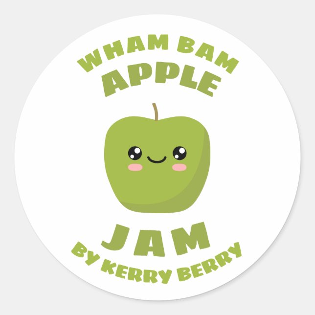 Pegatina Redonda Kawaii Apple Jam (Anverso)